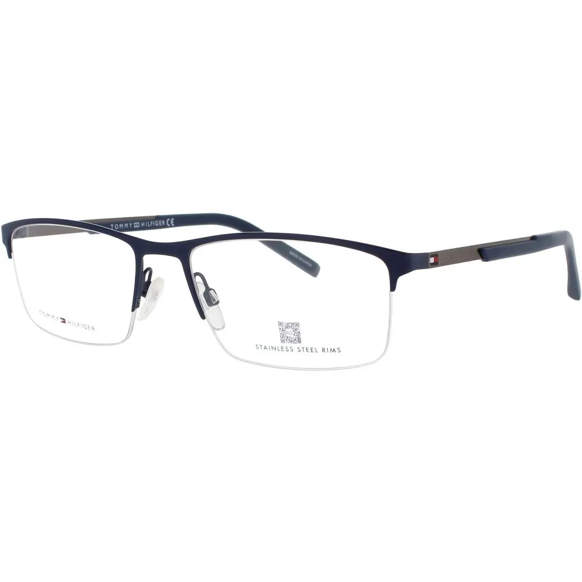 Men`s Eyeglasses Matte Blue/ruthenium Half Rim Frame TH-1692 KU0 by Tommy Hilfiger