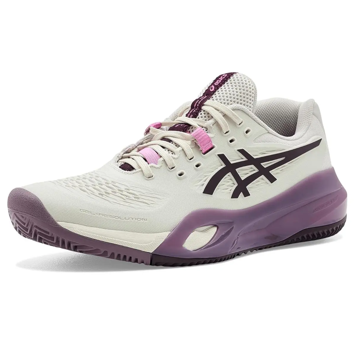 Woman`s Sneakers Athletic Shoes Asics Gel-resolution X Clay - Soft Oat/Dark Aubergine
