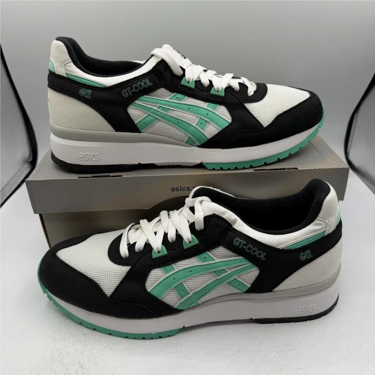 Asics Gt-cool Running Shoes Mens Sz 13 Black/white/turquoise Sneakers H311N 0187