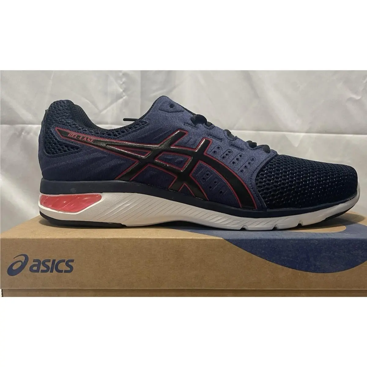 Asics Jolt 4 Running Shoes Men`s Size 10 Navy Red Athletic Sneakers