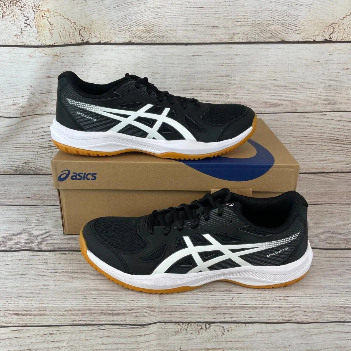 Asics Upcourt 6 Womens Sz 11 Volleyball Shoes Black White Gum Sole