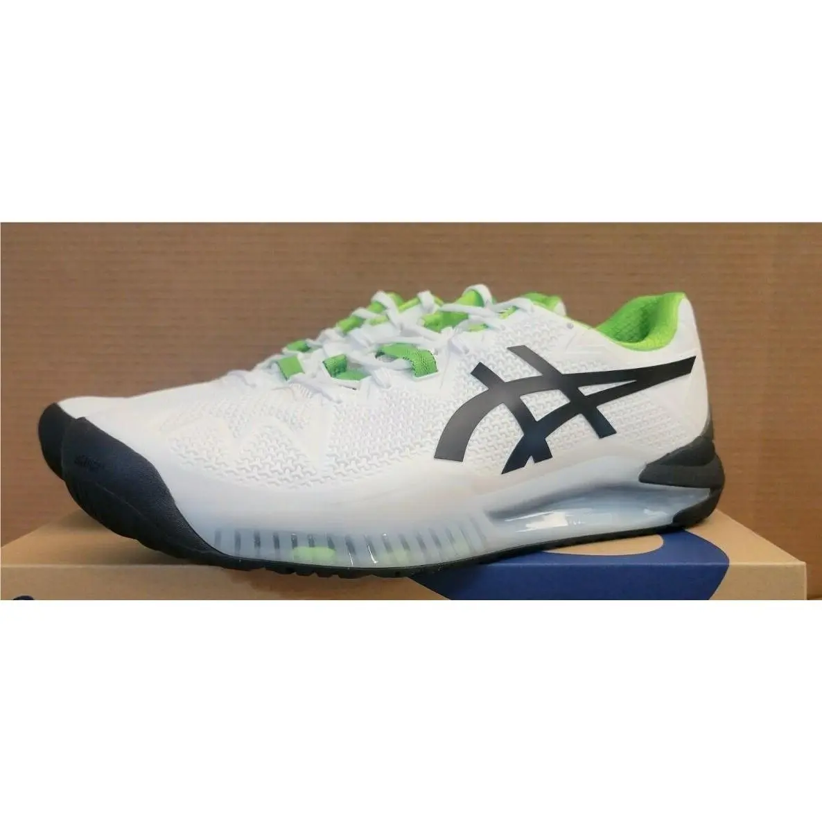 Asics Men`s Gel-resolution 8 Size: 12 White/green Gecko 1041A079-105