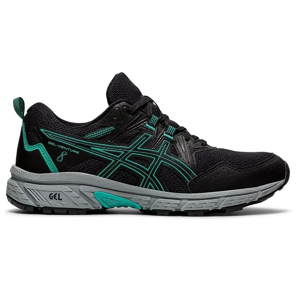 Asics Women`s Gel-venture 8 Trail Shoes 6.5 US Black/baltic Jewel Rare Color