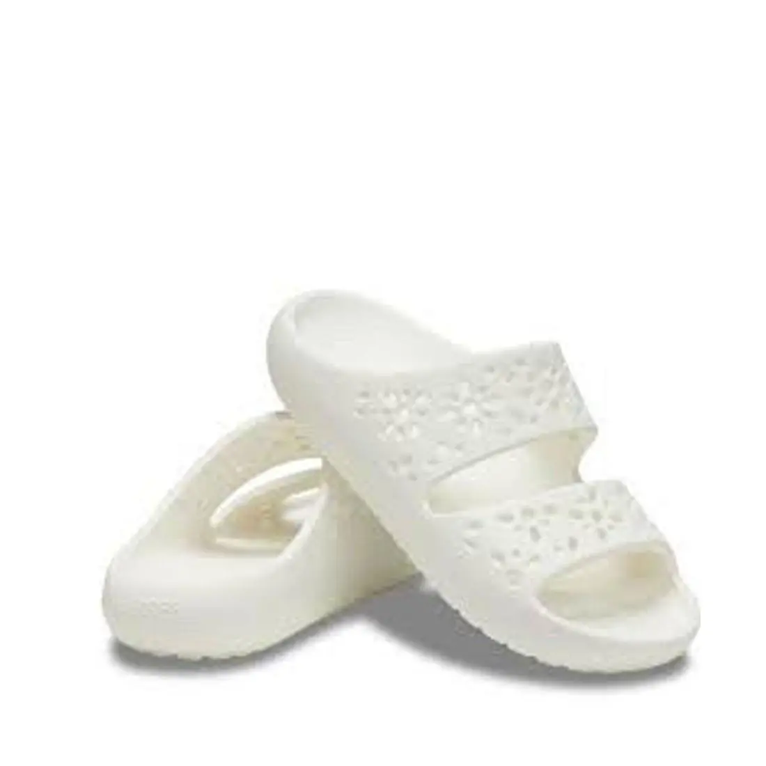 Crocs Classic Floral Cutout Sandal Chalk White Women Strappy 210966-0WV