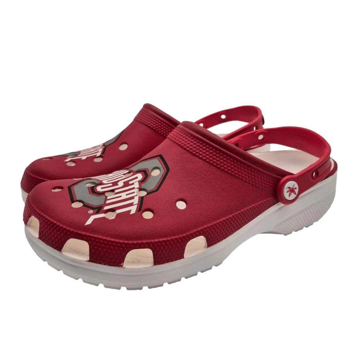 Crocs Ohio State Buckeyes Classic Clogs Women`s Size 8 Shoes Red White