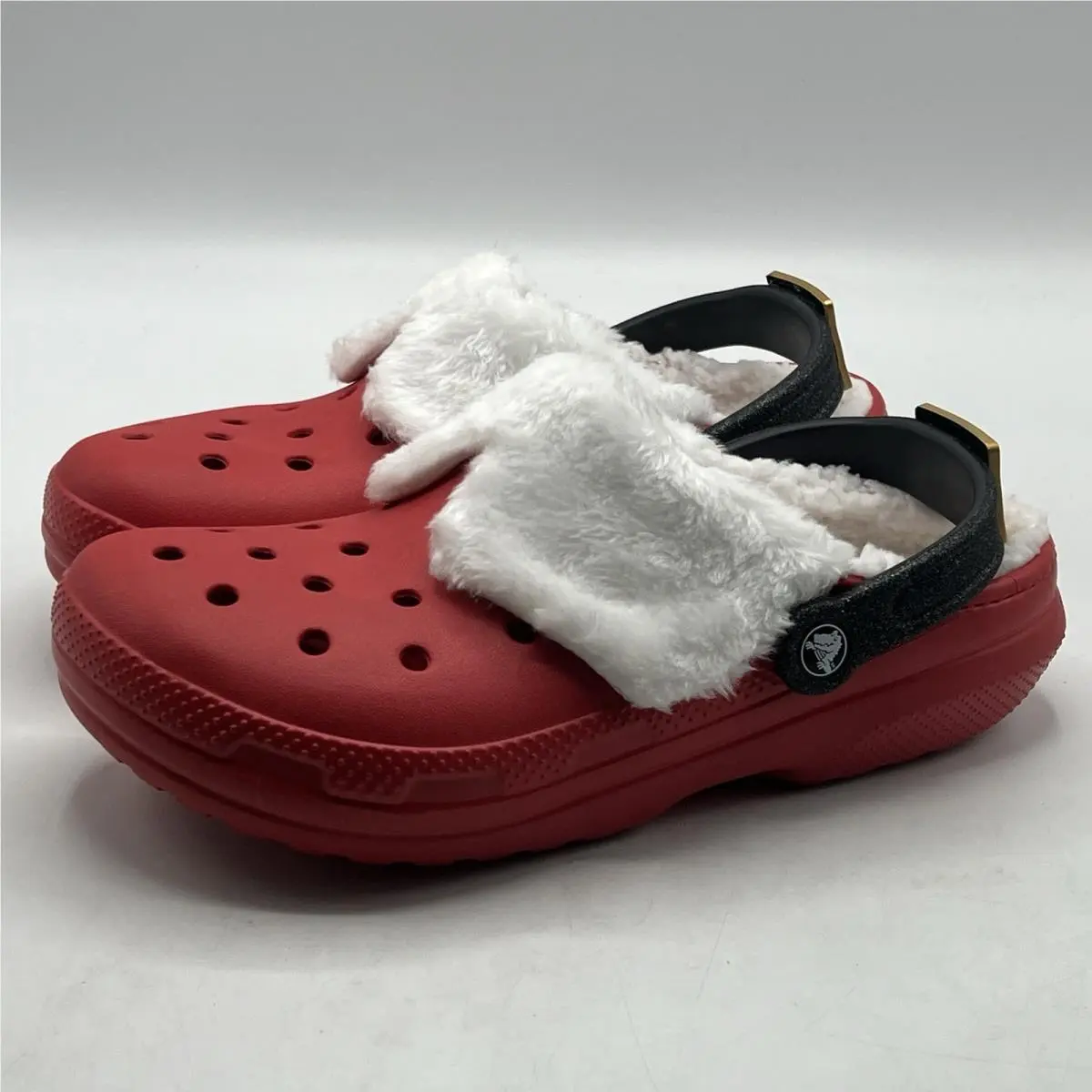 Crocs Classic Lined Santa Clog Shoes Women`s Size 8 Red Christmas Slip On