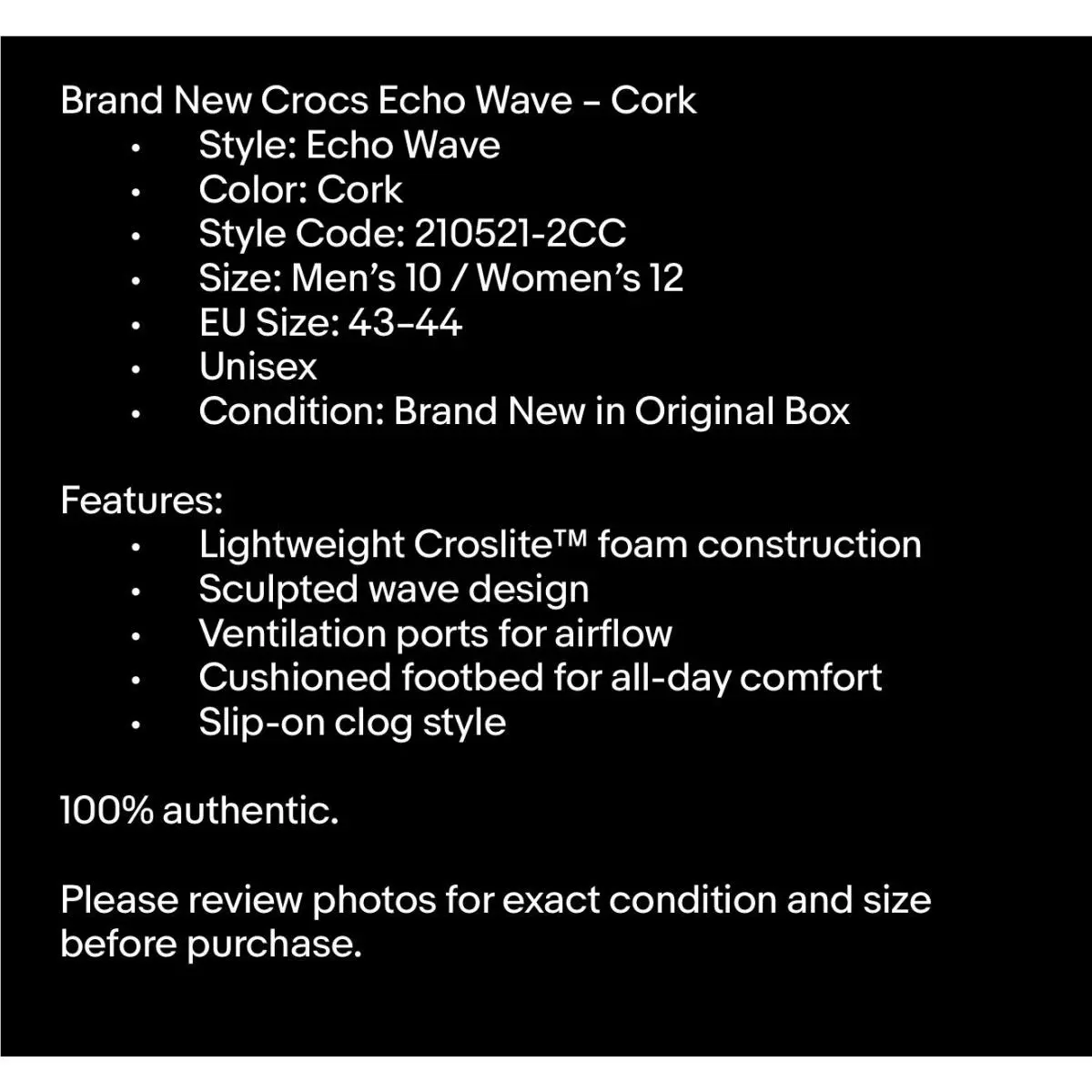 Crocs shoes - Echo Wave Cork - Echo Wave Cork - Brown (UPC: 0198445113192) 14