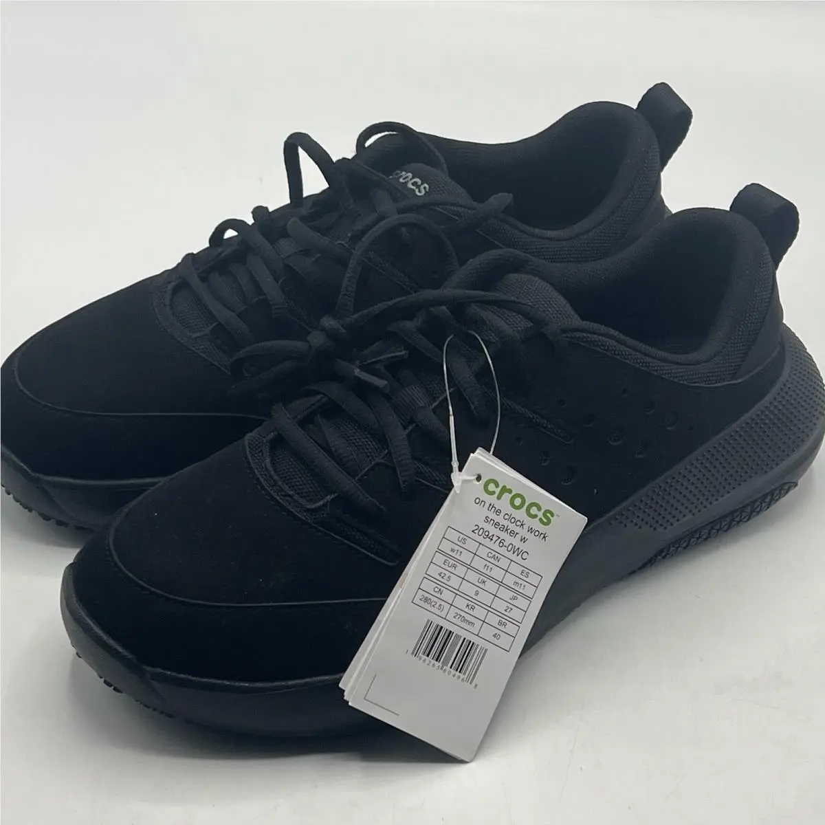 Crocs Men`s Size 11 Triple Black On The Clock Work Sneakers 209476-0WC