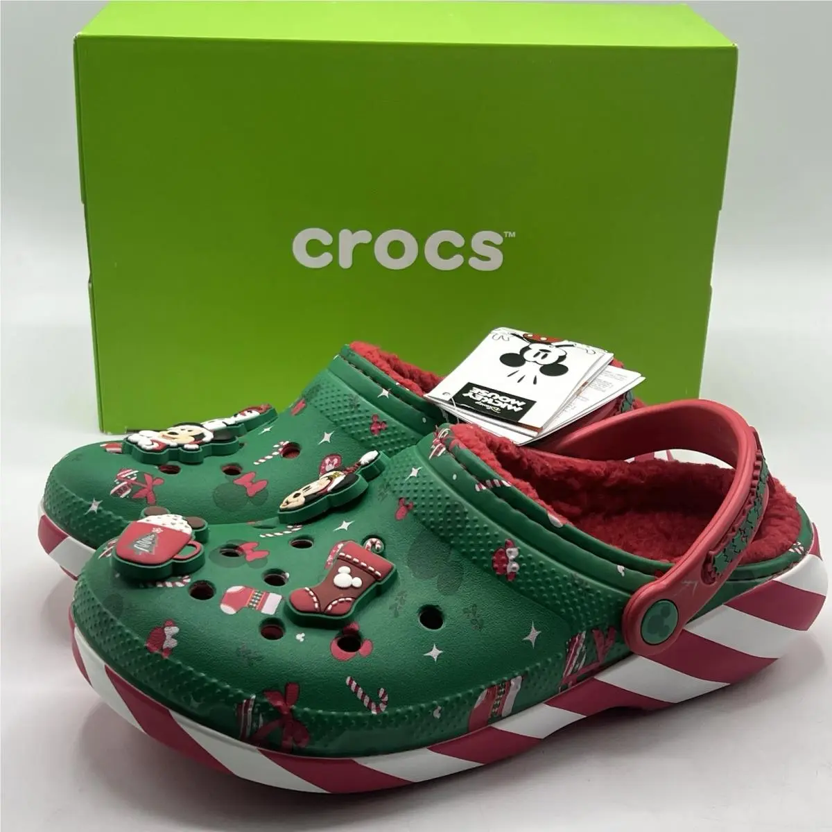 Crocs Mickey Mouse Christmas Holiday Lined Clogs Women`s Size 7
