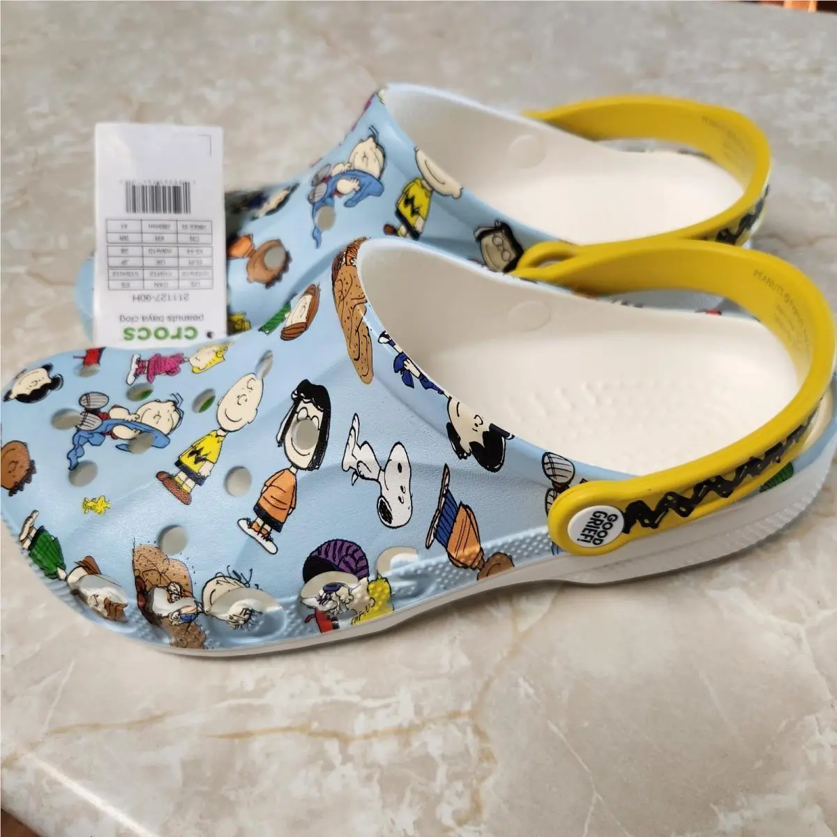 Crocs Peanuts Friends Baya Clog M10/W12 Blue Snoopy Shoes Linus Lucy
