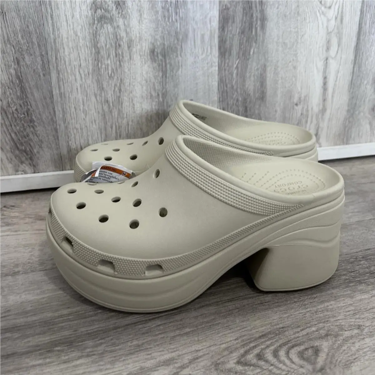 Crocs Siren Clogs Chunky Platform Heels Women 11 Bone Ivory Off White