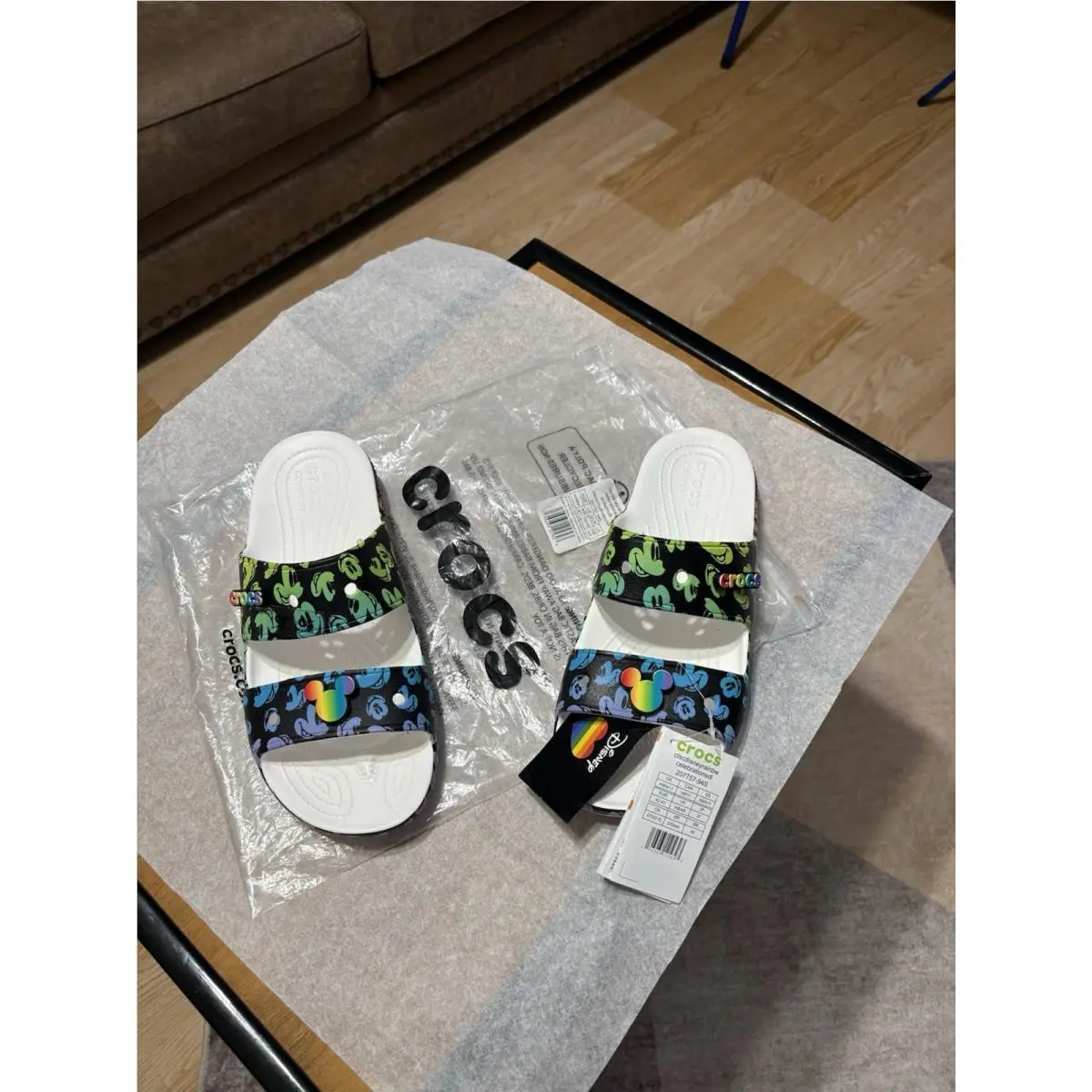 Crocs Classic Disney Rainbow Celebration Slide Clogs Unisex Sandal M9 W11 New