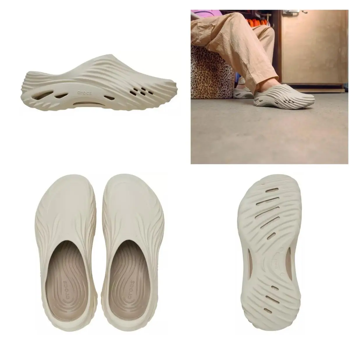 Crocs Echo Wave Almond Tint Size 12 Men`s Slides 210521-0LL