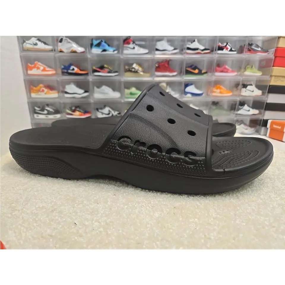 Crocs Baya Men`s Slide Sandals Size 12 Solid Black Lightweight Water Friendly