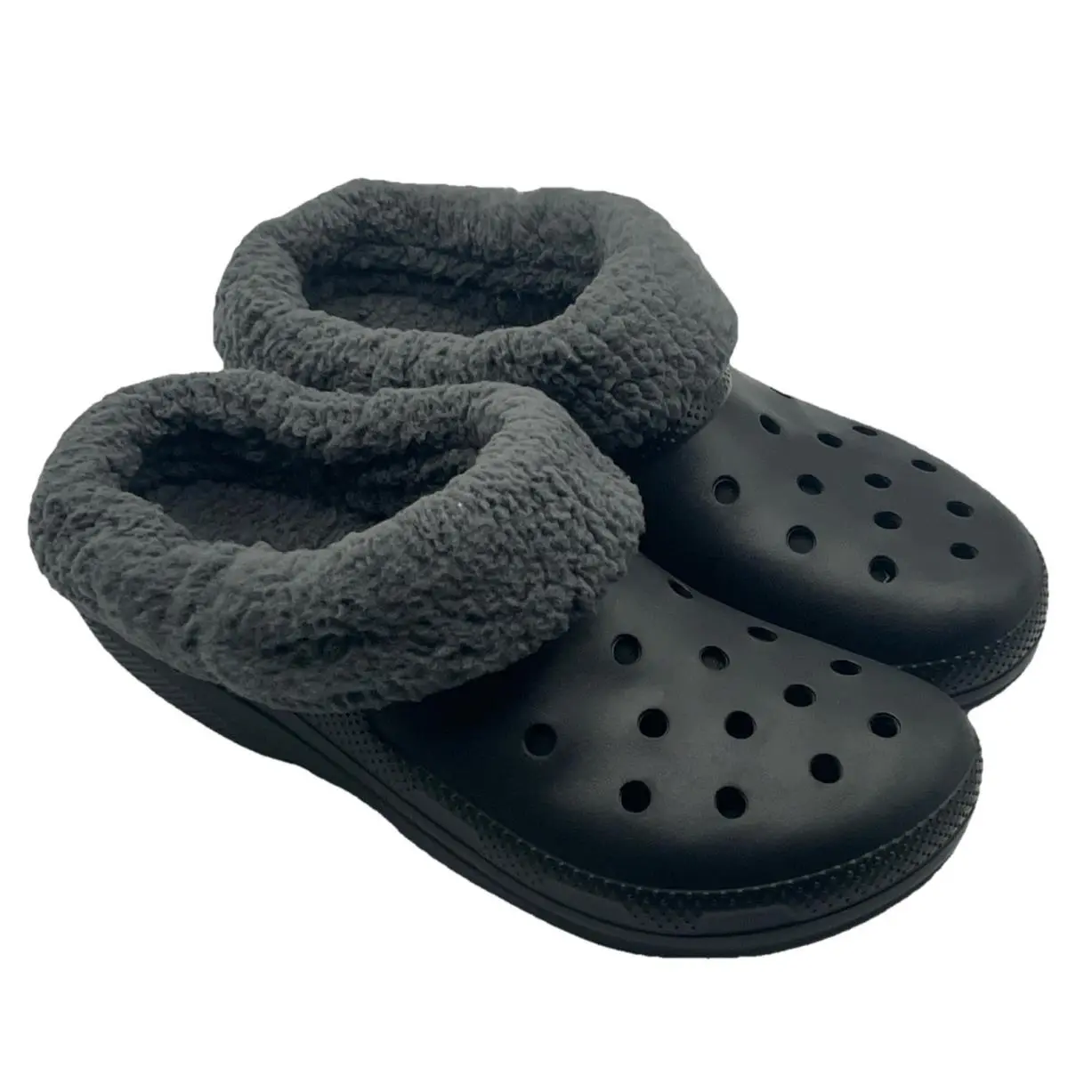 Crocs Croc’s Classic Blitzen IV Fleece Lining Black Gray Women`s Size 6