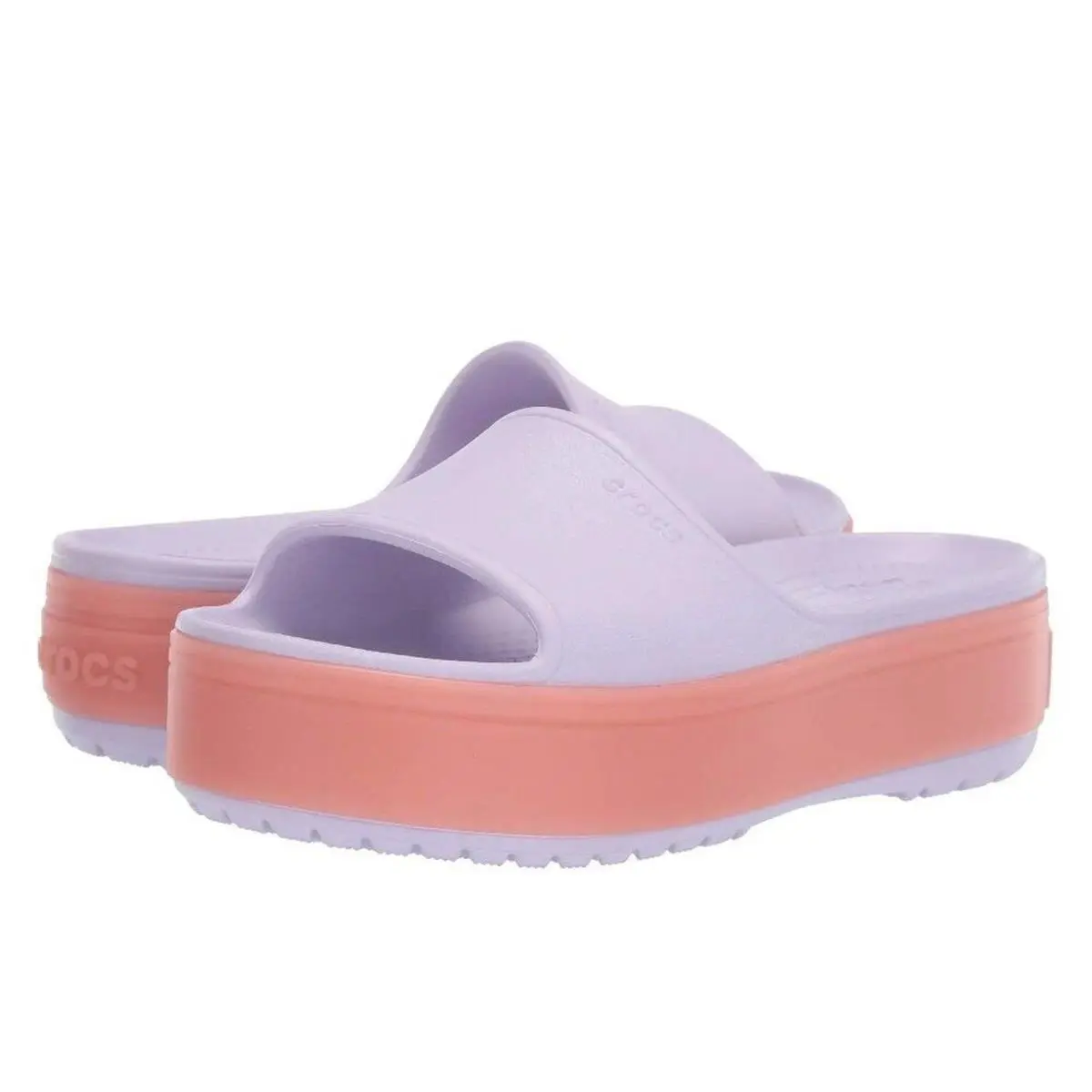 Adult Crocband Lavender Melon Platform Water Friendly Slide Sandals by Crocs