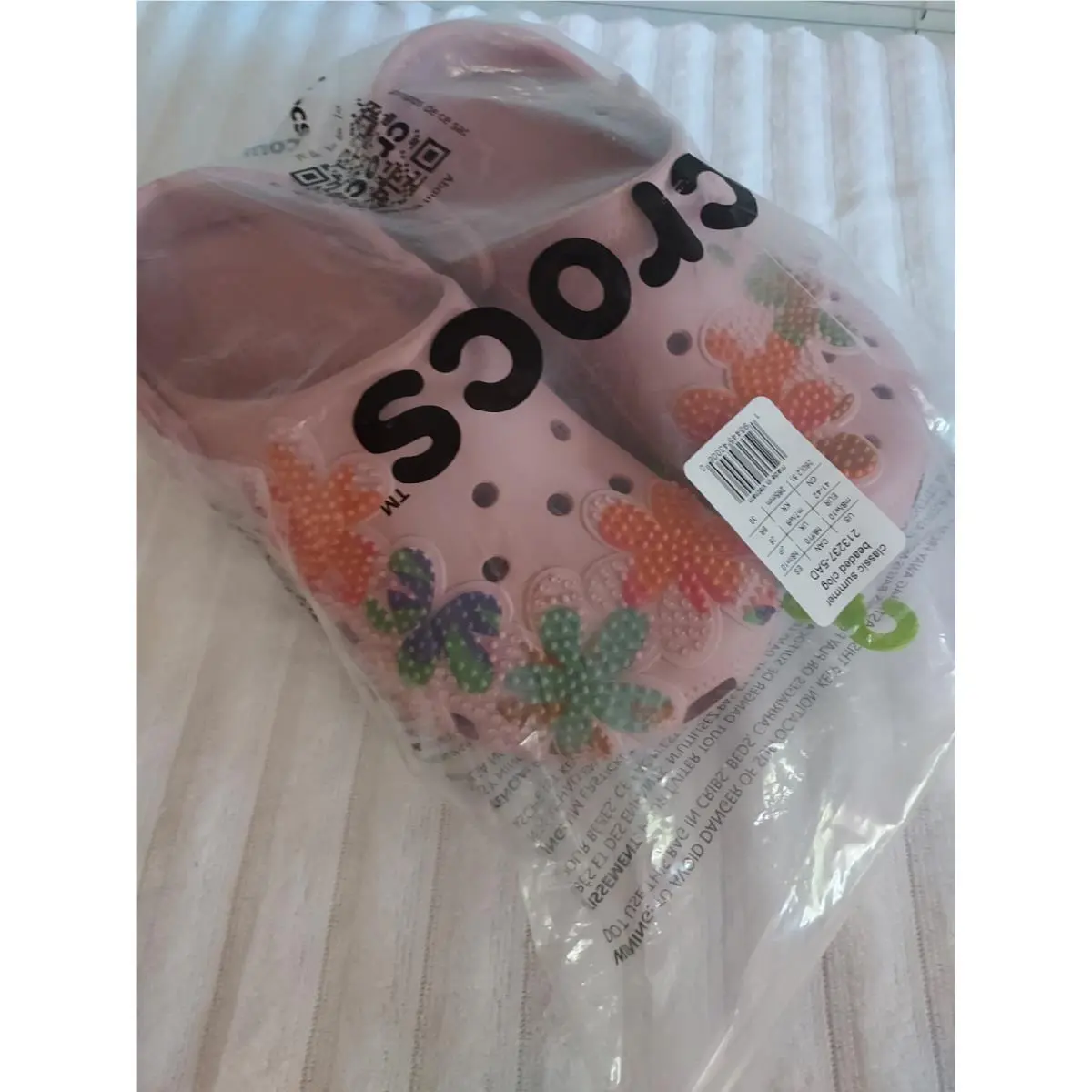 Classic Summer Beaded Crocs Size 10 Women`s Pink Clogs