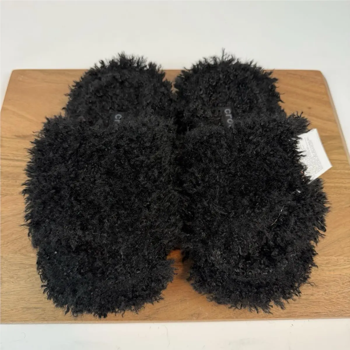 Womens Crocs Classic Shaggy Fur Slide Black Slide Sandals Size 7 M