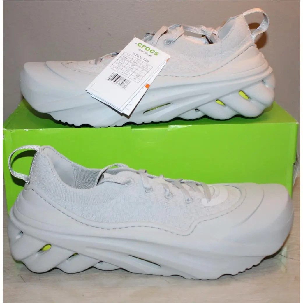 Crocs Atmosphere Gray Echo Surge Comfort Lightweight Shoes Men`s SZ 9