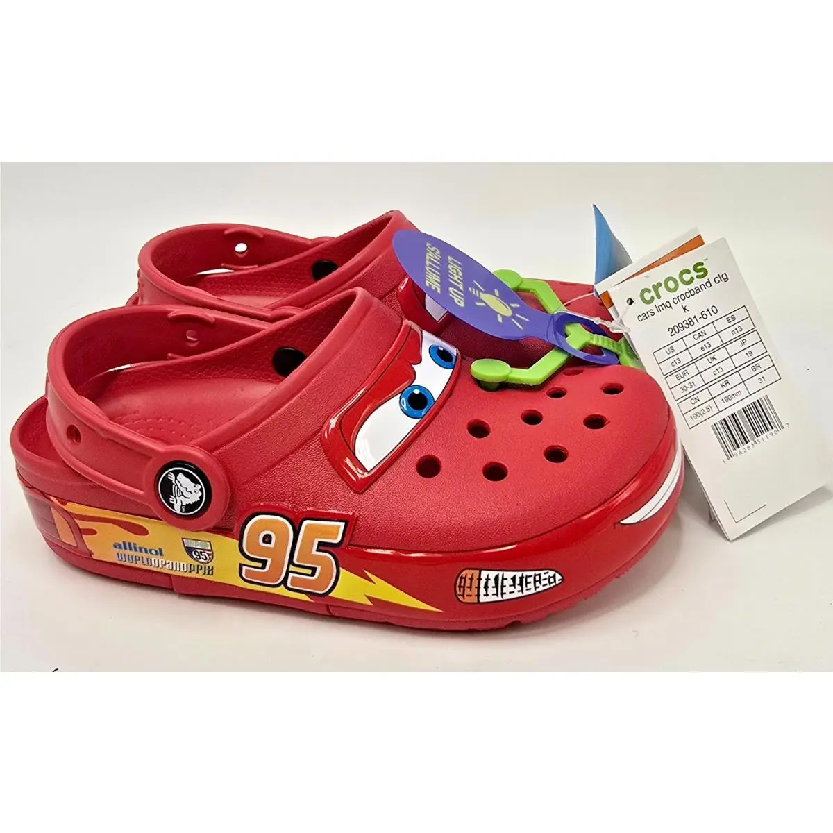 Crocs W/lights Lightning Mcqueen Kid`s - Size C13 - Red