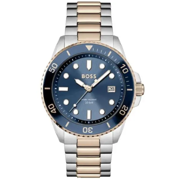 Ace 1514012 Blue Dial Two Tone Bracelet Quartz 43MM Mens Watch by Hugo Boss