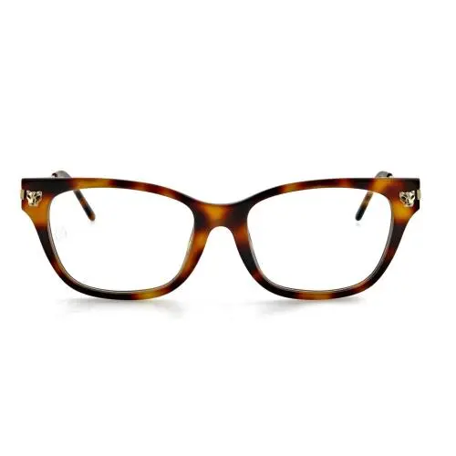 CT0027O 010 54mm Havana Gold Panthere Eyeglasses France Unisex by Cartier