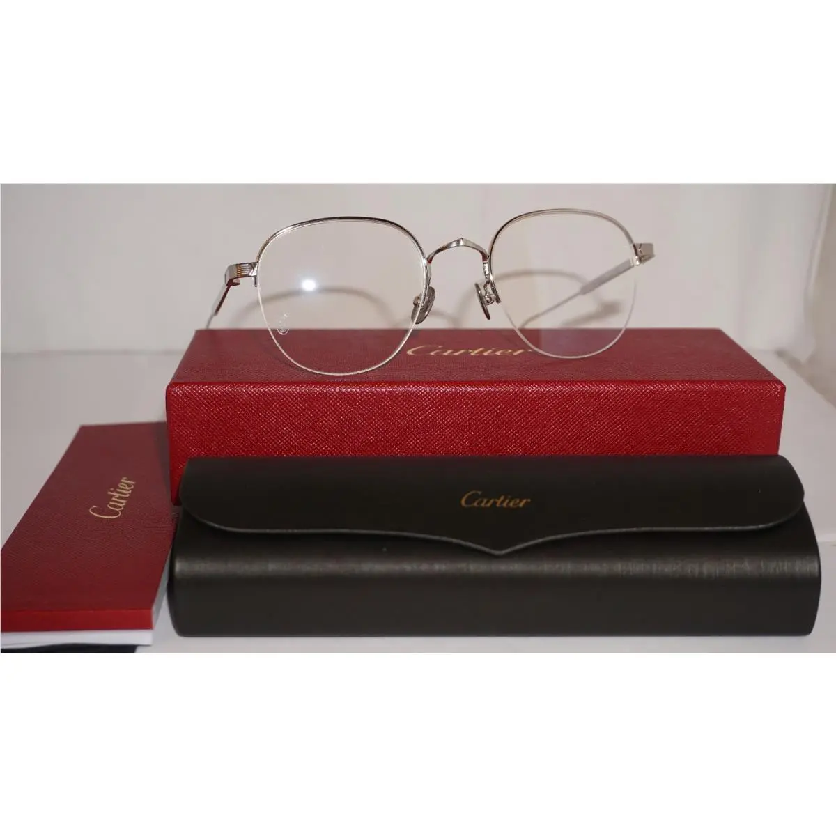 Cartier Eyeglasses Siver Half Rim CT01640 004 50 21 145