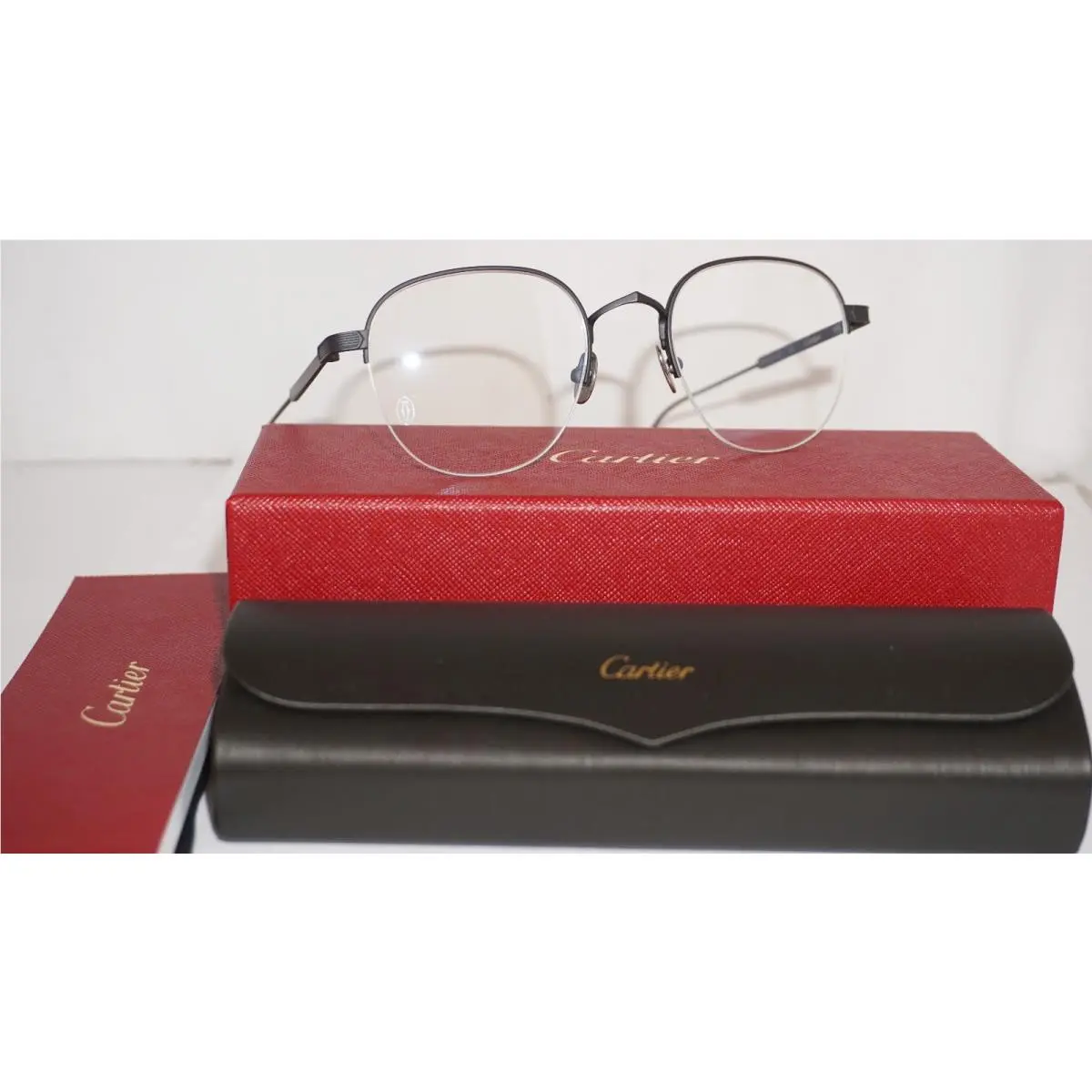 Cartier Eyeglasses Black Half Rim CT01640 001 50 21 145