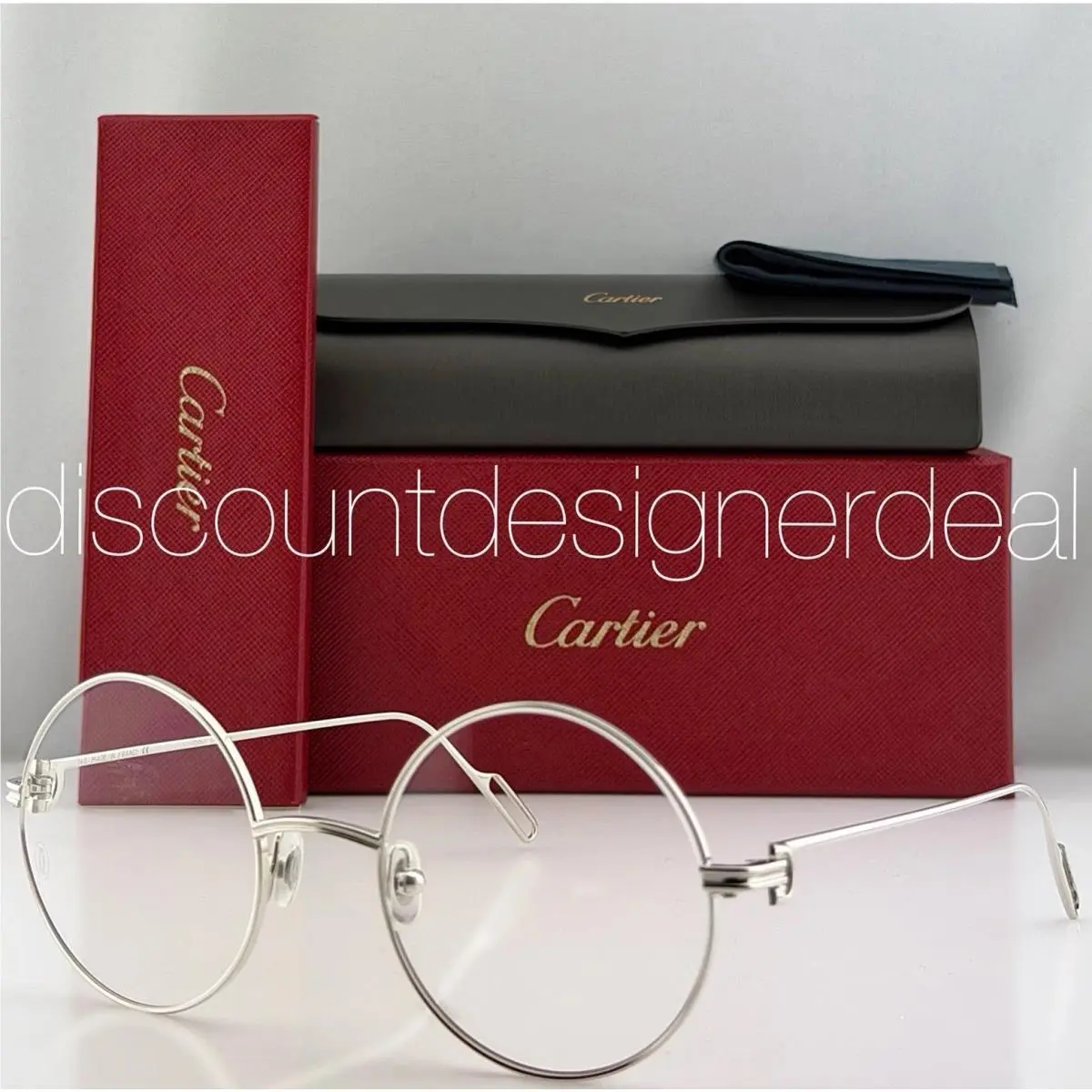 Cartier CT0158O 003 Silver Round Metal Optical Eyeglasses Frames 51mm