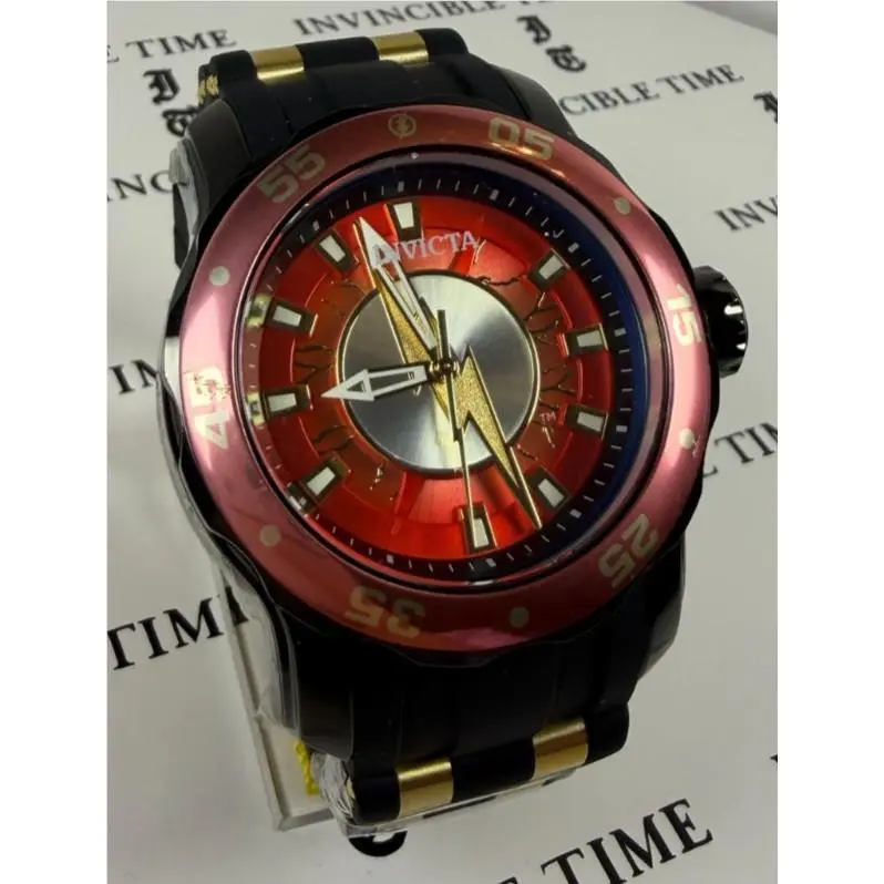 Invicta DC Comics Flash 48mm Black Stainless Steel Men`s Watch 37386 Limited Ed