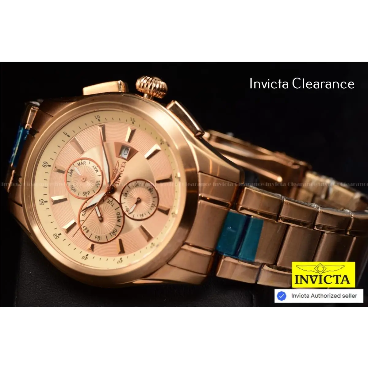 Invicta Men`s Specialty 45mm Chronograph Rose Gold Dial Rose Gold-tone SS Watch
