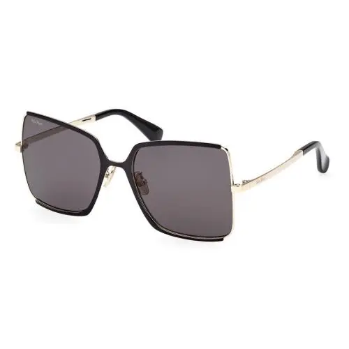 Max Mara MM0070 32A Black Gold Oversized Women`s Sunglasses 58-19-140 W/case