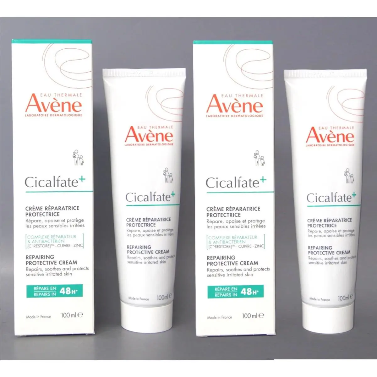 2 Pack Avene Cicalfate+ Restorative Protective Cream 100ml 3.3oz Exp 12/2028