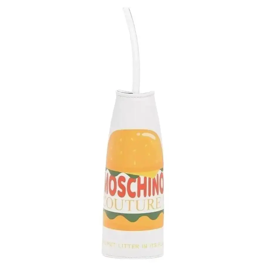 SS22 Moschino Couture Jeremy Scott TO GO Slushy Cup Leather Clutch Burger Logo