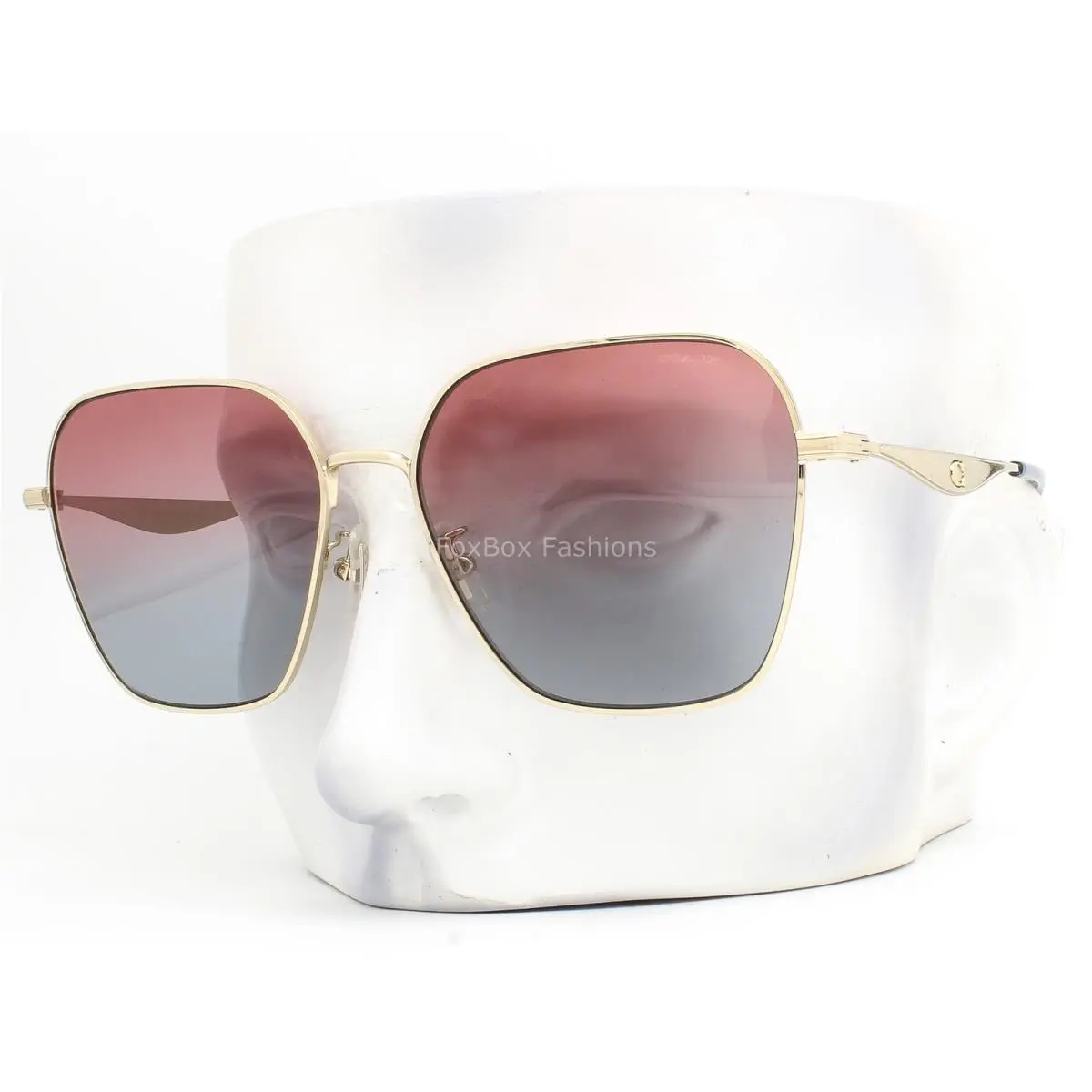 Coach Sunglasses Light Gold Metal Pink to Blue Gradient HC7168 90050Q with Case