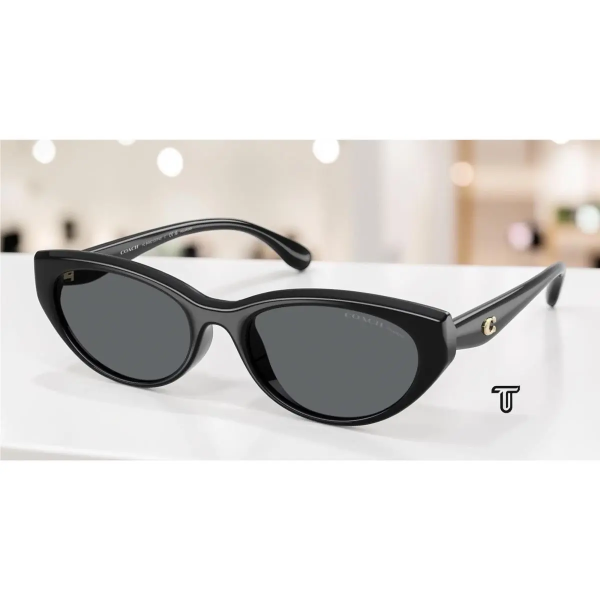 Coach HC8456D 500281 Cdp42 Black Grey Solid Polarized 55 mm Women`s Sunglasses