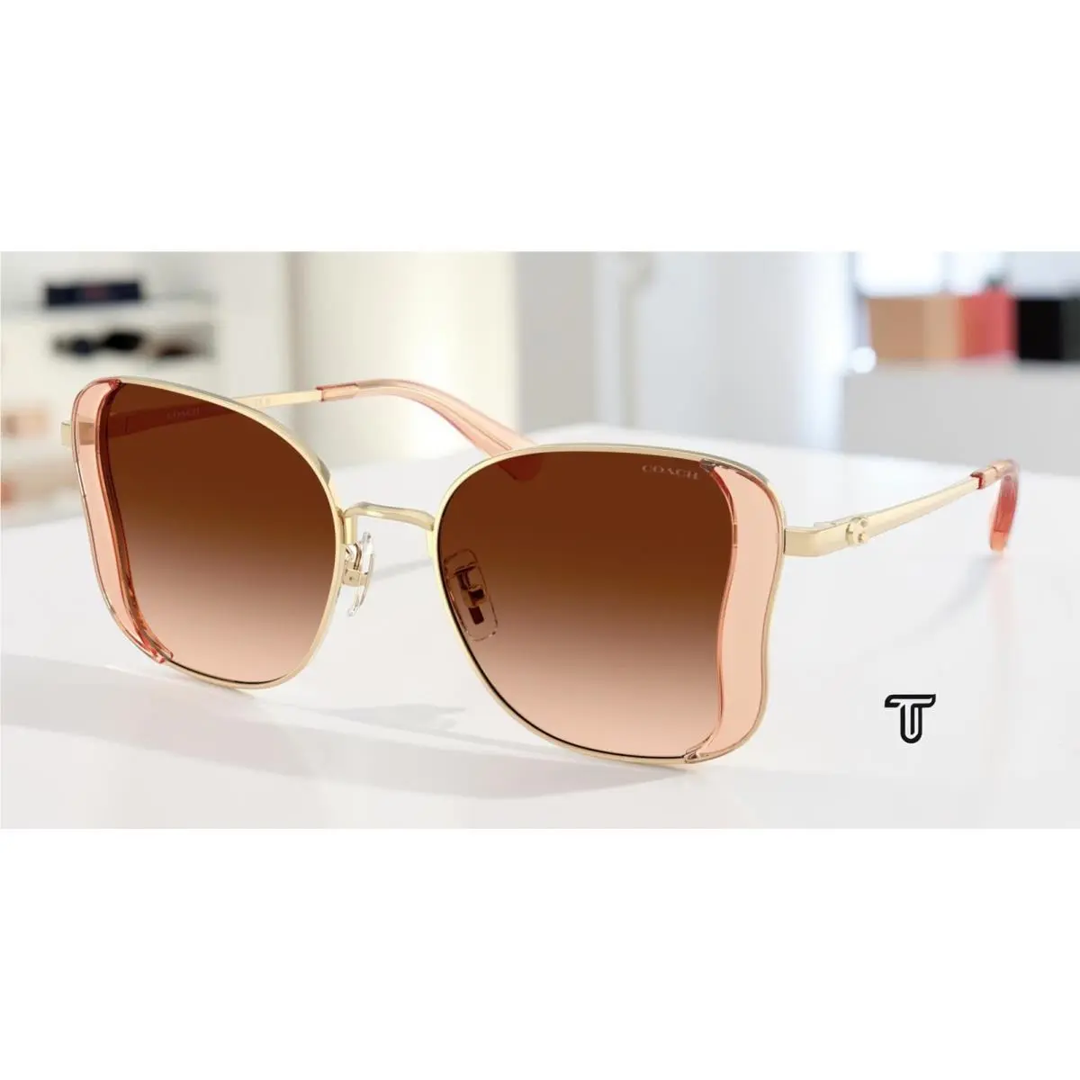 Coach HC7188 900574 Cdp51 Champagne Gold Brown Gradient 50 mm Women`s Sunglasses