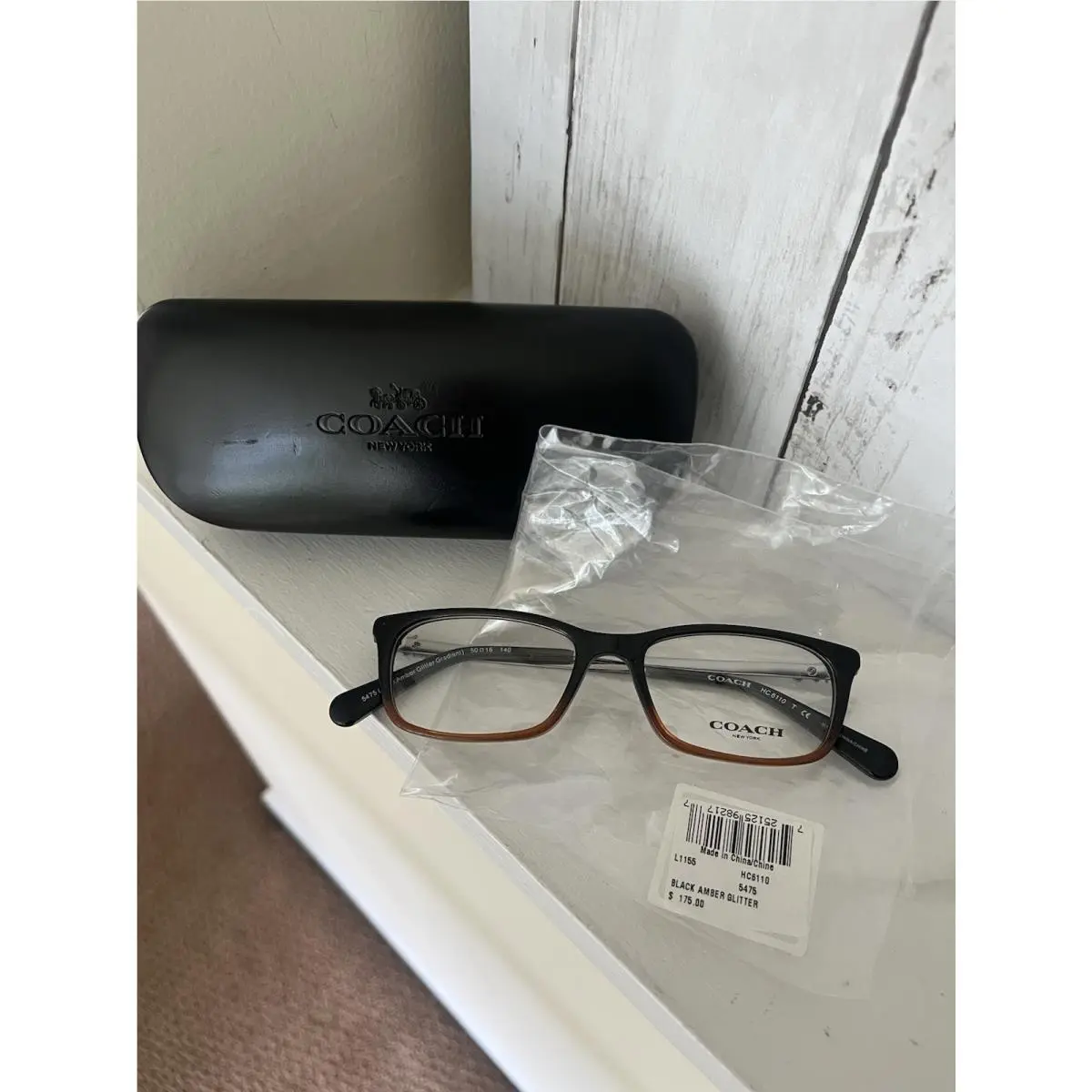 Coach L1155 Piper Optical Eyeglass Frame - Black Amber Glitter