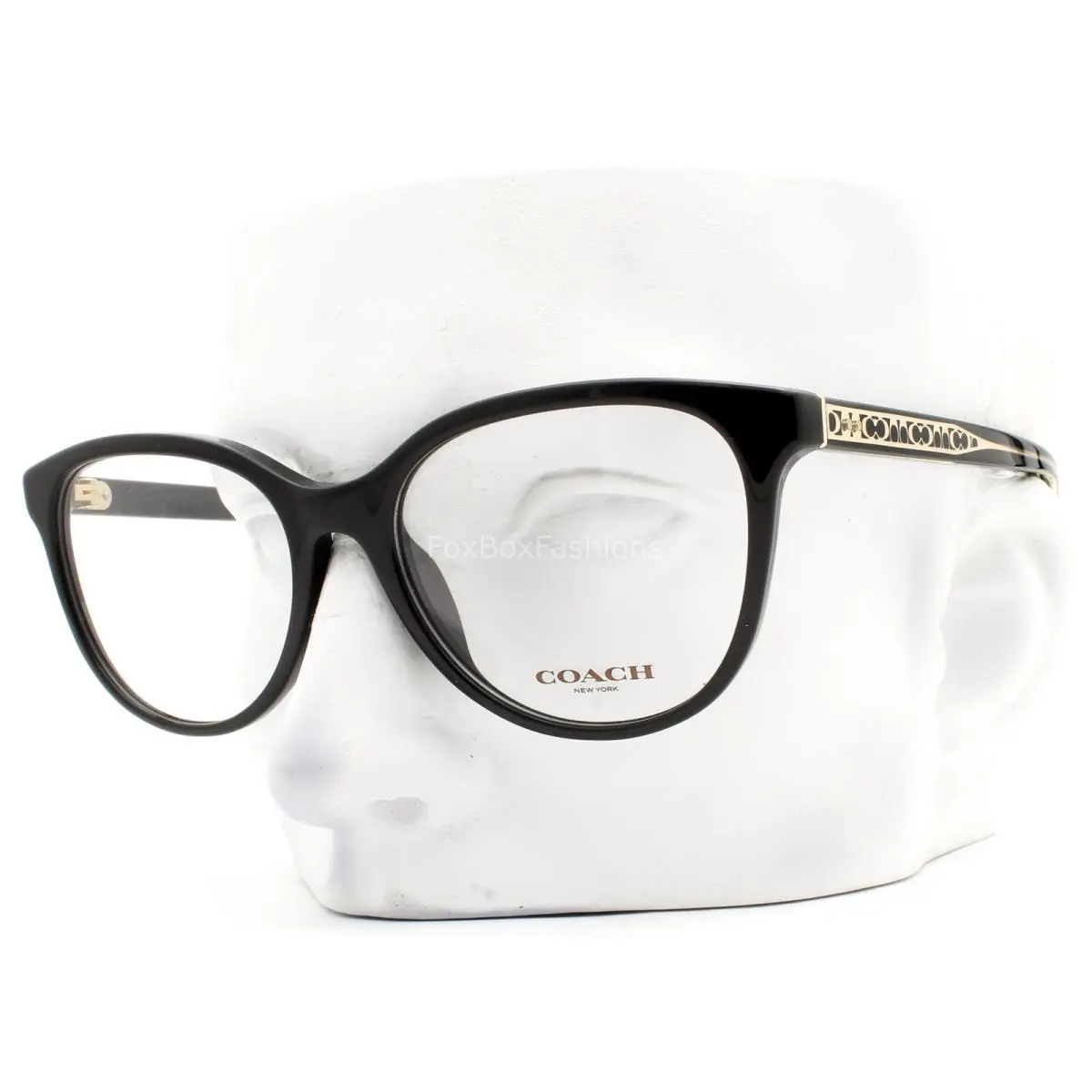Coach Eyeglasses Glasses HC 6236U 5002 Shiny Black on Gold C Logo 55mm with Case
