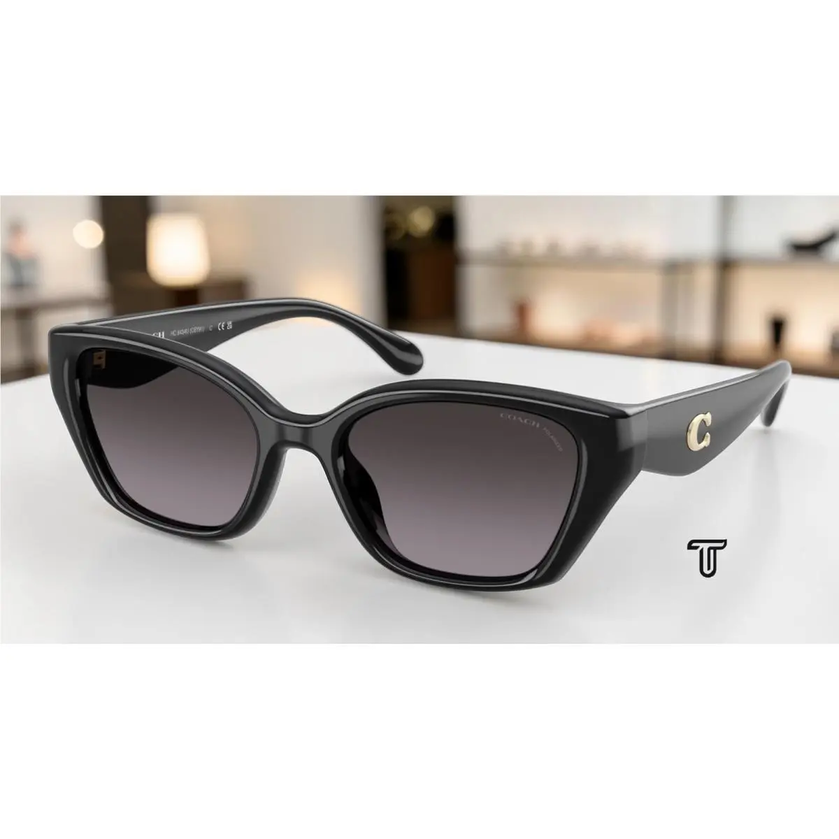 Coach HC8434U 5002F4 Cby91 Black Grey Gradient Polarized 53mm Women`s Sunglasses
