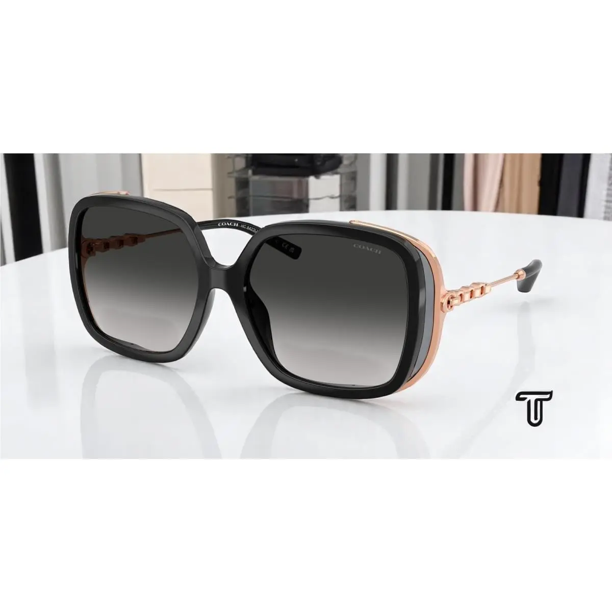 Coach HC8423U 50023C Cad80 Black Grey Gradient 56 mm Women`s Sunglasses