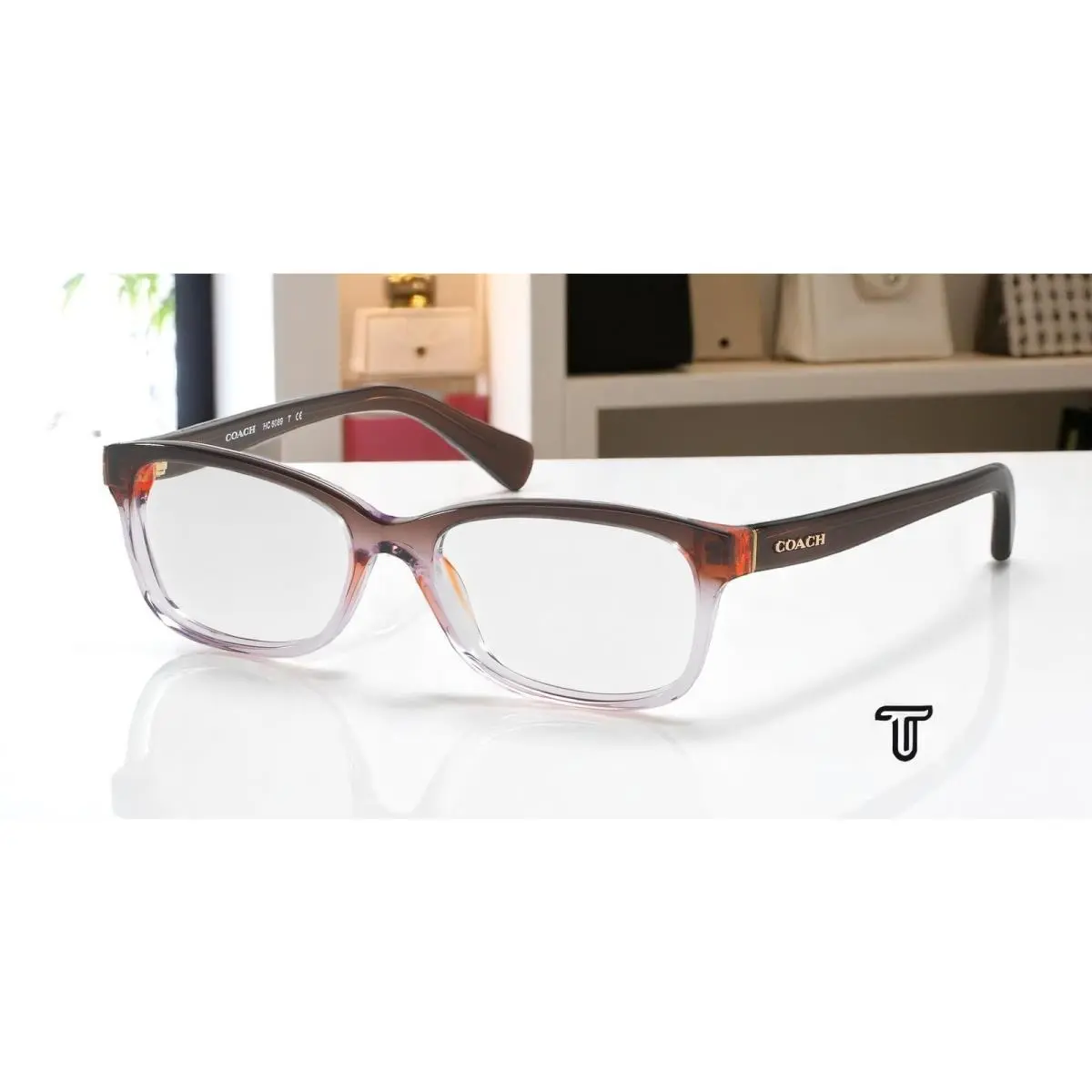 Coach HC6089 5401 Purple Brown Gradient Brown Demo Lens 51 mm Women`s Eyeglasses
