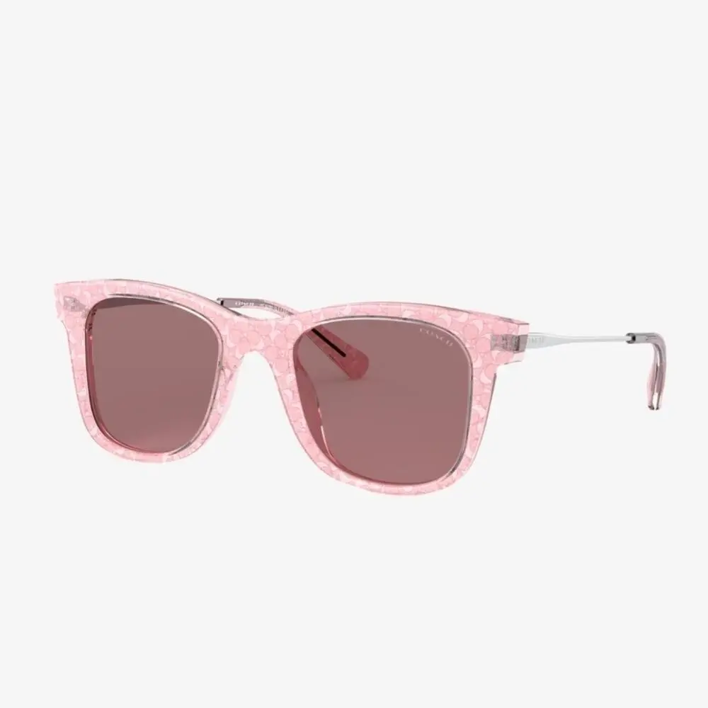 Coach Legacy Stripe Square Burgund/ Pink Glitter Signature C Sunglasses
