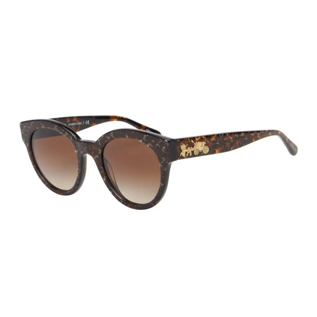 Chic Coach Women Sunglasses Hc8265-554713 51 Tortoise Glitter W/ Brown Gradient