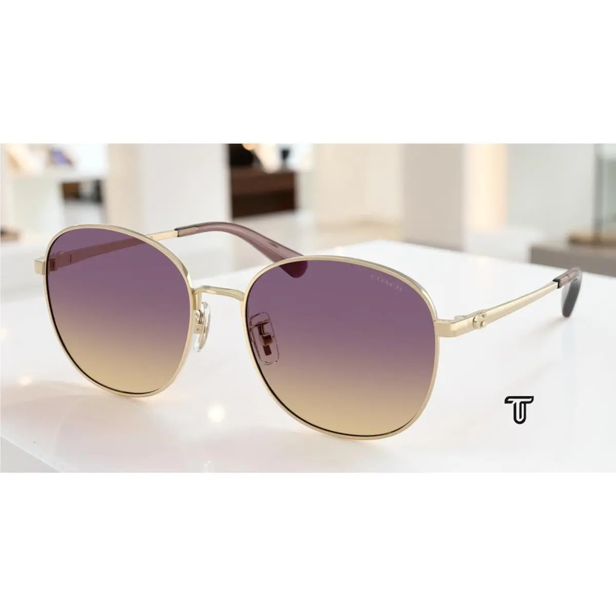 Coach HC7189 900570 Cdp39 Shiny Gold Iris Yellow Gradient 55mm Womens Sunglasses