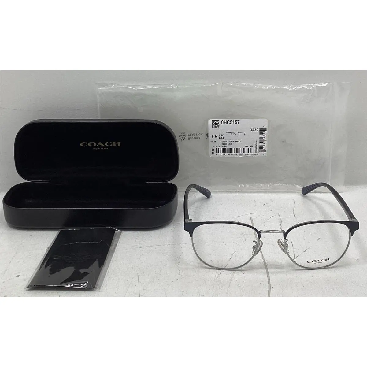 Coach Asian Fit Men`s Eyeglasses in Shiny Silver/blue 0HC5157
