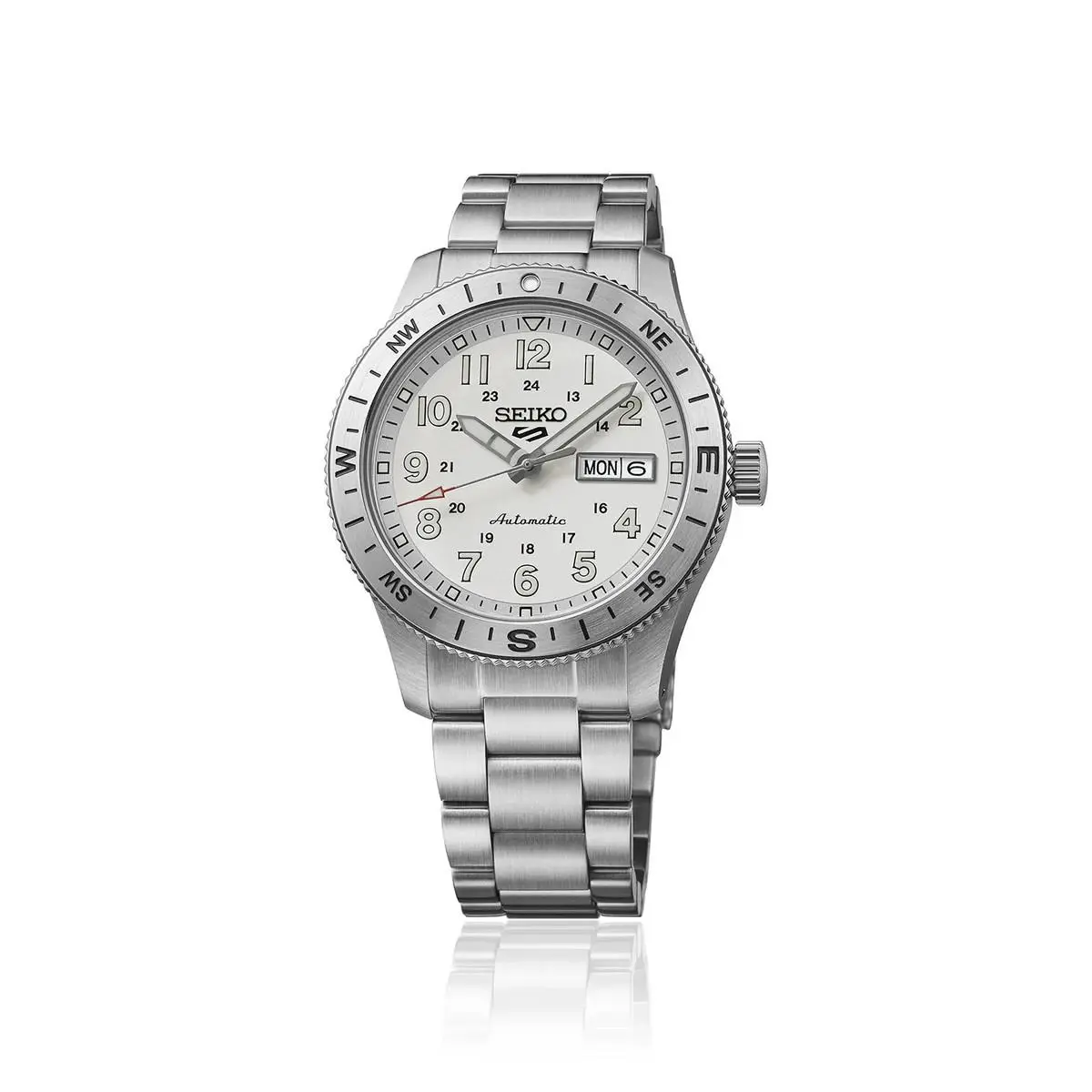 5 Sports Field 41mm White Dial Stainless Steel Band Watch HDB007 by Seiko