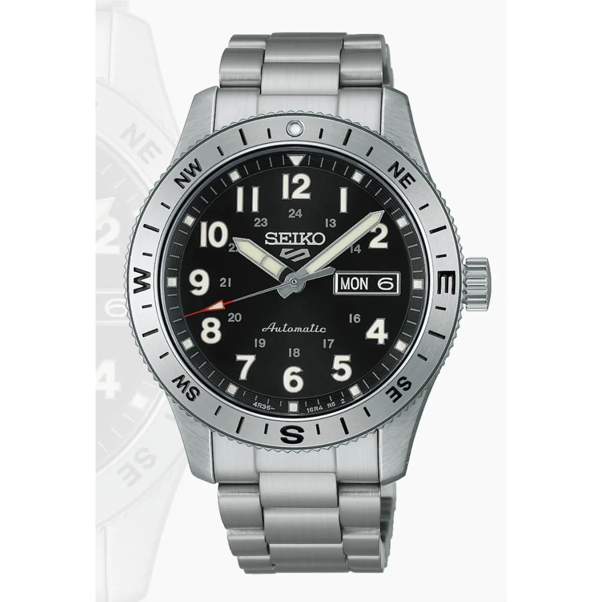 5 Sports Field 41mm Black Dial Stainless Steel Band Watch HDB006 Japan by Seiko