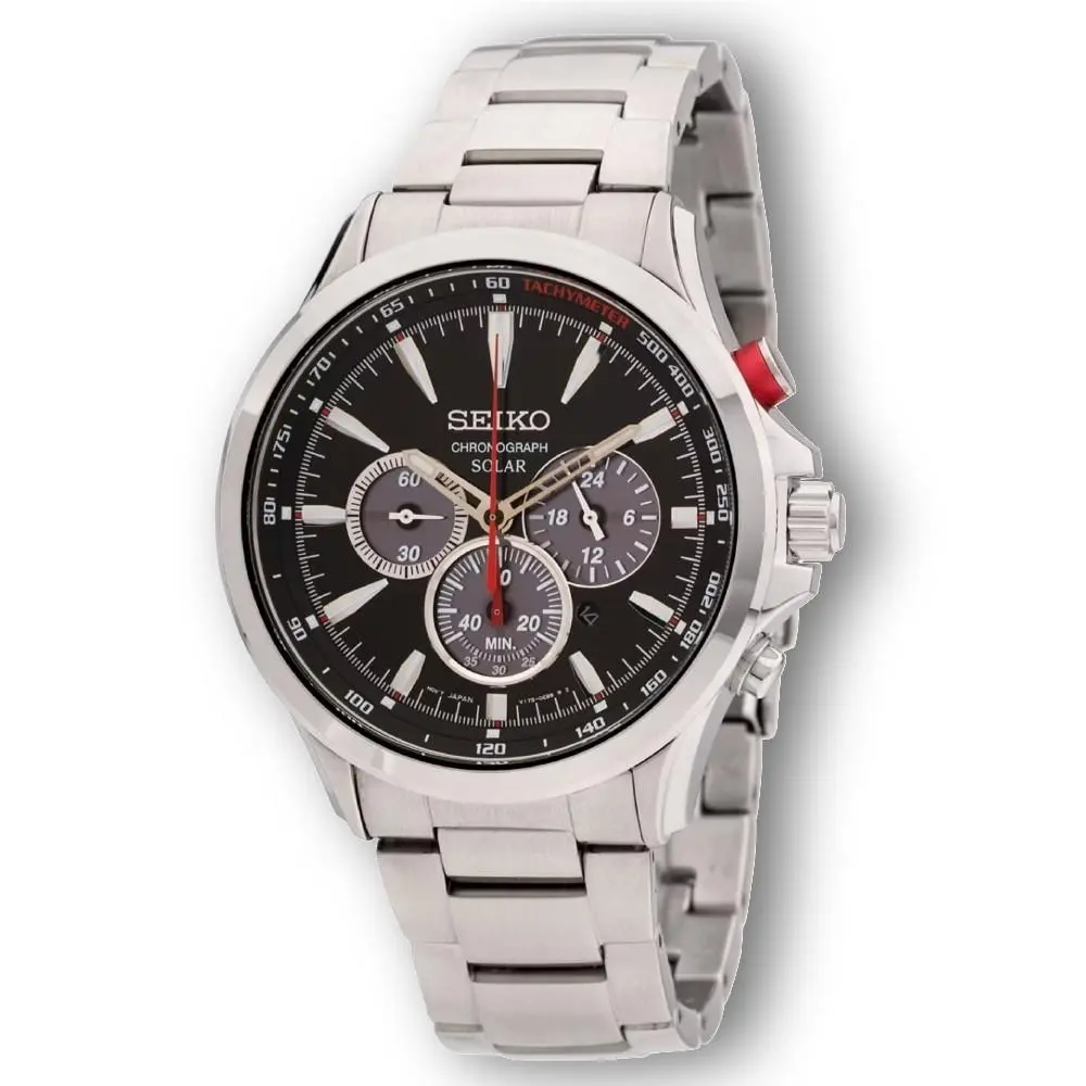 Solar Men`s Black Watch - SSC493 by Seiko