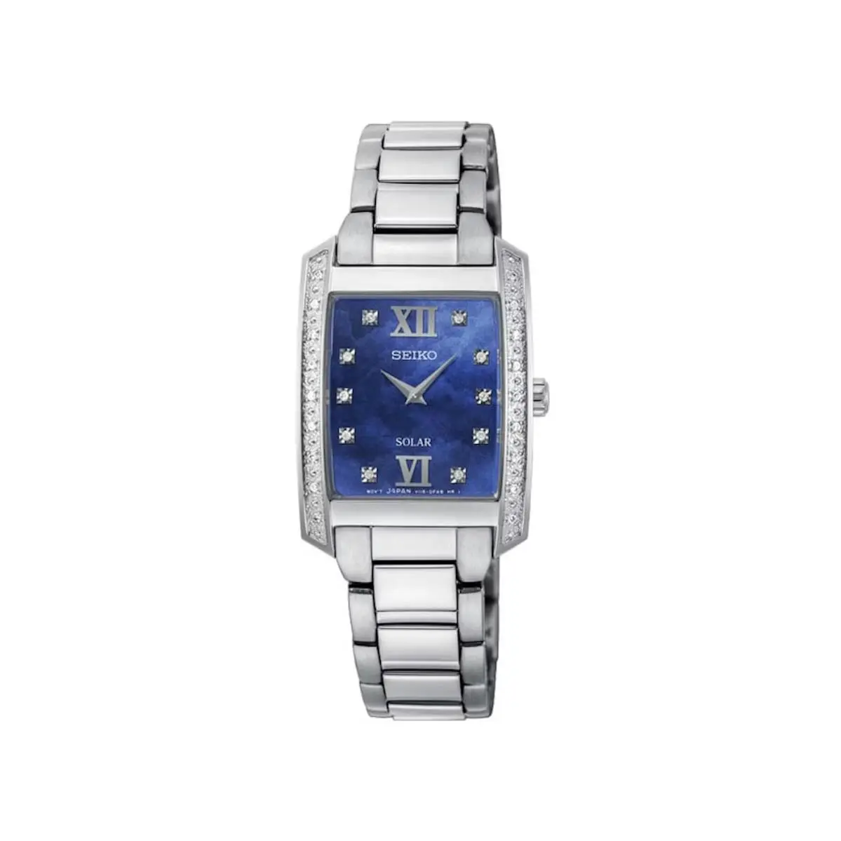 Seiko SUP401 Solar Diamond Blue Mother of Pearl Dial Stainless Ladies Watch